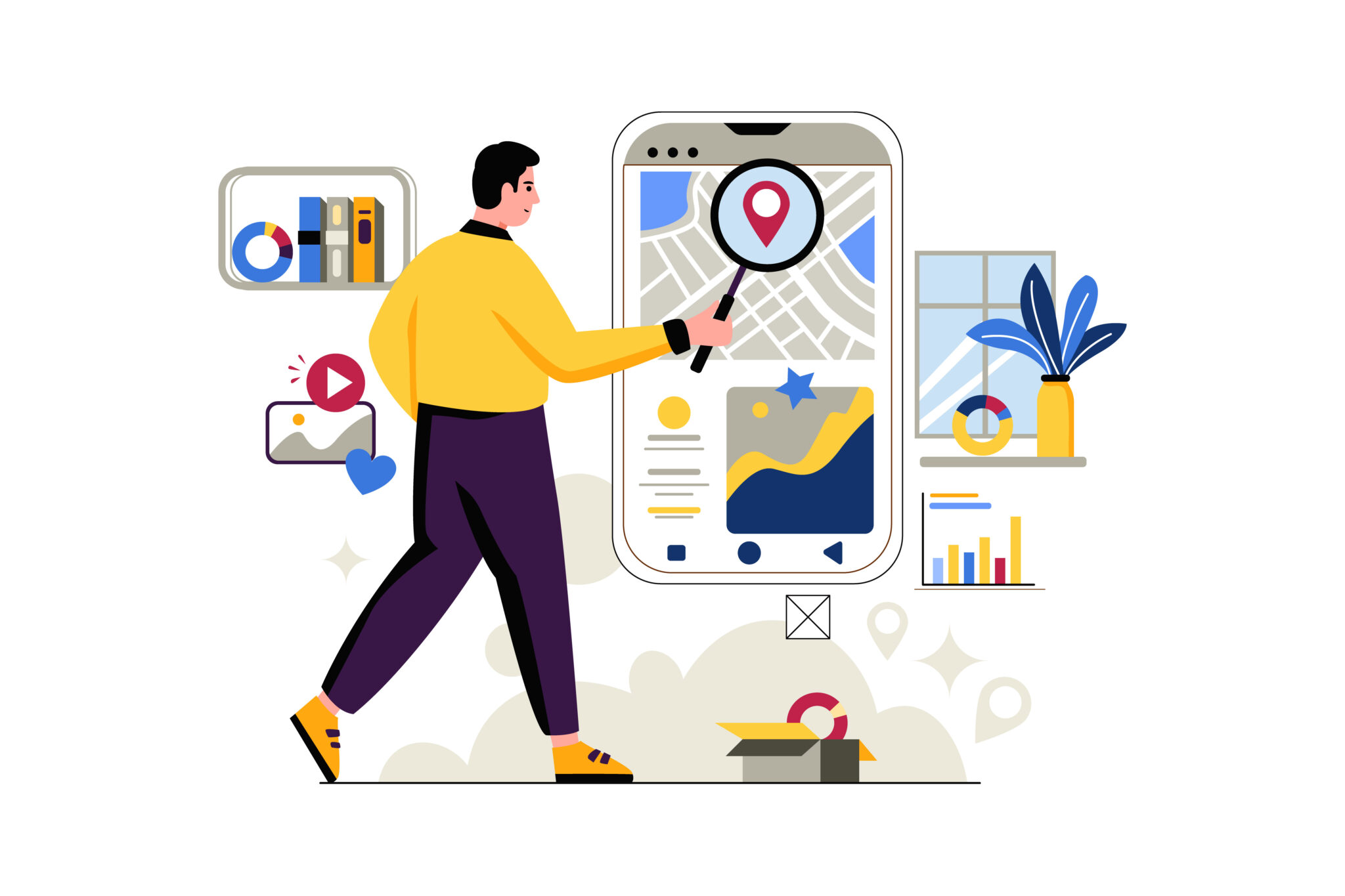 Person inspecting a map on a smartphone to improve local visibility, representing local SEO services.