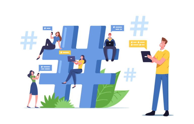 Illustration of a marketer engaging with X (Twitter) content, showing posts, likes, and messages.